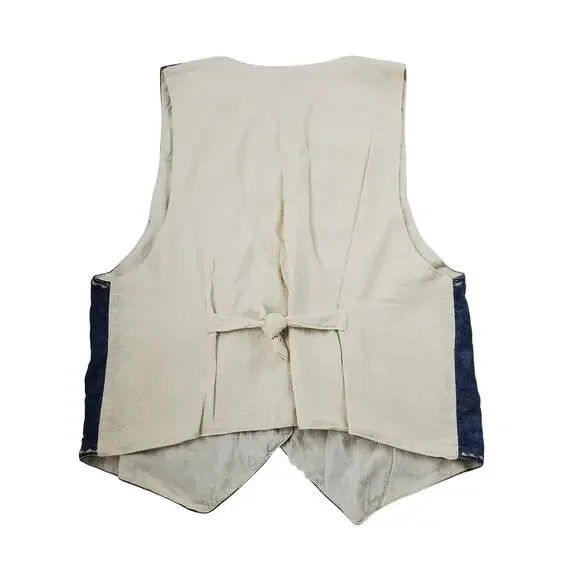 OO Designs 100% Cotton Western Style Vest Unisex Small Blue Denim Embroiled Rare - Picture 7 of 12